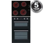 SIA DO102 60cm Black Built In Double Electric True Fan Oven With Digital Timer
