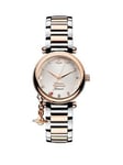 Vivienne Westwood Orb Diamond Rose Gold Textured And Diamond Set Dial With Charm Two Tone Stainless Steel Bracelet Ladies Watch