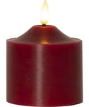 Flamme kubbelys, høyde 9 cm, for batteri, med timer, Rød