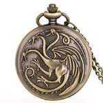 Pocket Watch, Vintage Steampunk Quartz Pocket Watch Three-Headed Bird Dragon Men Women Necklace Pendant Clock