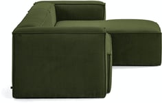 Blok, Sofa med chaiselong, Højrevendt, Fløjl by Kave Home (H: 69 cm. B: 300 cm. L: 174 cm., Grøn)