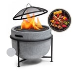 Braséro barbecue Blumfeldt Grail avec grill MGO & bac en acier - pare-étincelles - Gris