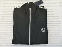 FRED PERRY TAPED Track Jacket Mens Black Sportwear Size L Blended Top BNWT R£85
