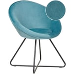 Beliani - Chaise Rétro-Futuriste en Velours Bleu Clair avec Pieds en Métal Croisés Floby ii - Bleu