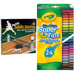 Funtime Gifts PL7690 Instant Table Tennis, Multi, Pack of 1 & CRAYOLA SuperTips Washable Markers - Assorted Colours (Pack of 24) | Premium Felt Tip Pens That Can Easily Wash Off Skin & Clothing