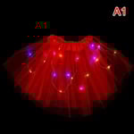Girl Butterfly Light Up Tutu LED-kjol Glow Flower Wreath Red
