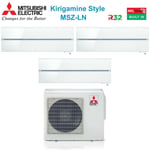 Mitsubishi - electric trial split inverter air conditioner series kirigamine style msz-ln 9+9+9 avec mxz-3f68vf pearl white r-32 wi-fi integrated