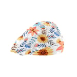 ASIGA Women's Working Cap with Cotton Sweatband Adjustable Elastic Hat,Colorful Hand Draw Flowers Head Hair Covers for Men