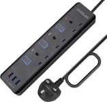 1.8M Extension Lead with USB Slots,3 Ways Extension Lead with Surge Protection a