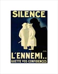 Wee Blue Coo WAR WWII FRANCE LOOSE TALK ENEMY SHADOW SILENCE FRAMED ART PRINT MOUNT B12X7114