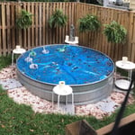 ZAQI Round Swimming Pool Cover for Inflatable Pools Frame Pools Above Ground Pools, Blue Summer Winter Foldable Thermal Floating Bubble Dustproof Tarpaulin (Size : Diameter 4.5m/14.8ft)