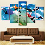 Canvas Prints Artwork 5 Pieces Decorative Painting Inkjet Ninja Home Children'S Room Processing Poster,B-With Frame 20X35X2+20X45X2+20X55Cmx1 Pictures Printed on Canvas Wall Art for Home Office Deco