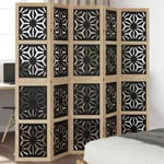 Room Divider 5 Panels Privacy Screen Brown & Black Solid Wood Paulownia vidaXL