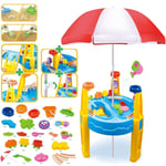 Kids Sandpit Play Set Toy Umbrella Garden Sand and Water Table Sand Toys 