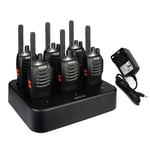 Retevis H777 Plus Walkie Talkies Rechargeable, 2 Way Radio with Six Way Charger, PMR446 License-free 16 CH, LED Flashlight VOX, Handled Walkie Talkie for Restaurant,School,Nursing Home(Black, 6 Pcs)