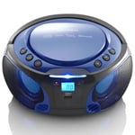 Lenco SCD-550BU kannettava FM-radio CD / MP3 / USB / Bluetooth-soitin® LED-valaistuksella sininen