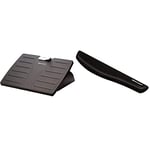 Fellowes Office Suites Microban Adustable Foot Rest & PlushTouch Keyboard Wrist Rest, Featuring Microban Antimicrobial Protection, Black