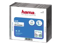 Hama - Tunt Fodral För Arkiverings-Cd - Kapacitet: 1 Cd - Genomskinligt Svart (Paket Om 10)