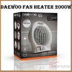 Daewoo Fan Heater White Compact Portable 2 Heat Settings 2000W