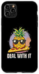 Coque pour iPhone 11 Pro Max Design mignon ananas sur plaque à pizza – Amusant « Deal with It »