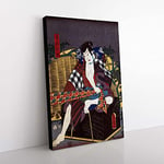 Big Box Art Man Dressed in Robes by Utagawa Kunisada Painting Canvas Wall Art Print Ready to Hang Picture, 76 x 50 cm (30 x 20 Inch), Black, Brown, Cream, Beige