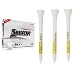 Srixon New Z Star XV 7 - Dozen Premium Golf Balls - Tour Level - Performance - Urethane - 4 pieces & PTS Unisex Golf Wooden Tees 2 3 4 bag of 100 Tees, 100, Tees UK