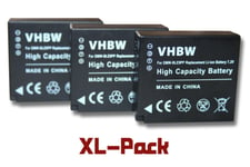 vhbw set de 3 batteries 750mAh pour appareil photo Panasonic Lumix DMC-GX7 remplace DMW-BLE9, DMW-BLE9E, DMW-BLG10, DMW-BLG10E