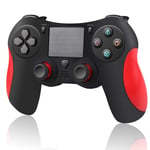 PS4 wireless game controller PS4 Bluetooth controller PS4 continuous shooting function controller, suitable for a variety of gaming platforms,black red