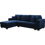 Canapé d'angle réversible en tissu Lucas - 5 places - Bleu - Bleu.