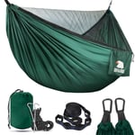 COVACURE Camping Hammock with Mosquito Net - 2 Person Ultra-lightweight Outdoor Travel Hammocks for Camping Hiking Backpacking - 772 LBS Capacity Upgrade Version （Green）