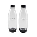 SodaStream Bottle 2 Pack, BPA Free Fizzy Water Bottles for Spirit, Terra, Art & Source Sparkling Water Makers, Dishwasher Safe Reusable Water Bottle for SodaStream Flavours - 2x 1L Water Bottle, Black