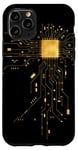 Coque pour iPhone 11 Pro CPU Cœur Processeur Circuit imprimé IA Doré Geek Gamer Heart