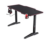 Trust Gaming Desk 140 x 66 cm GXT 1175 Imperius - XL Gaming Table with Desk-size Mouse Pad, Cable Management System, Headset & Cup Holder, Large Computer Desk, Office, PC - Black [Amazon Exclusive]