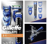 Mens Gift Set Gillette Fusion Proglide Styler 3 In 1 Trim Shave Edge 