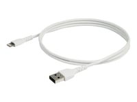 Startech.Com 1M Tålig Vitt Usb-A Till Blixtkabel - Tungt, Robust Aramifiber Usb Typ A Till Blixtladdare/Synkron Strömsladd - Apple Mfi-Certifierad Ipad/Iphone 12 - Lightning-Kabel - Usb Hane Rak Till Lightning Hane Rak - 1 M - Dubbelt Skärmad - Vit