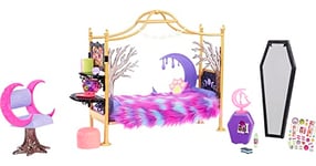 Monster High Toys, Clawdeen Wolf Bedroom Playset with Accessories and Sticker Sheet, Furniture and Décor, HMV77