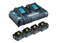 Makita DC18RD - Batteriladdare + batteri 4 x - Li-Ion - 6 Ah - 108 Wh - 2 x batterier laddas