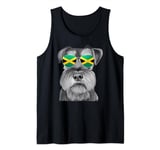 Miniature Schnauzer Dog Jamaica Flag Sunglasses Tank Top