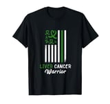 Fight Liver Cancer Warrior Green Ribbon USA American Flag T-Shirt