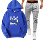 ZGRW Ensemble de survêtement pour homme Jordan 23# - Uniforme de basket-ball - Pantalon de jogging à capuche - Pour homme et femme - Bleu - S