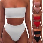 Women Sexy Bandage Bikini Push-up Padded Bra Swimsuit Bathing 2p White S