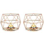 NUPTIO Tea Light Candle Holders Gold Candle Holder, Geometric Candle Holder Dining Table Candle Centrepiece Decorations for Living Room Bedroom Bathroom, Wedding Housewarming Birthday Gifts, 2 Pcs