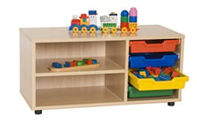 Mobeduc Shelving and 1 Bay with Trays, Wood, Beech, 40x90x44 cm