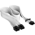 Corsair Premium 600 W PCIe 5.0 / Gen 5 12VHPWR Câble d’Alimentation - Adapté aux Alimentations de Type-4 via Une Double Connexion PCIe à 8 Broches - Connecteur 12+4 Broches - Blanc