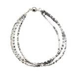 Womens Magnetic Bracelet with three strands of silver and grey beads - Rafa S