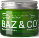 BAZ & CO Skin Food Moisturiser Face Cream for Men 50Ml with Basil, Frankincense 