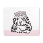 Cute Spaniel Puppy Dog in The Crown Hipster Animal Rectangle Non Slip Rubber Comfortable Computer Mouse Pad Gaming Mousepad Mat with Designs for Office Home Woman Man Employee Boss Work