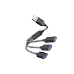 3-ports USB Hub Splitter Adapter Svart