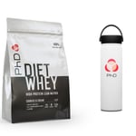 PhD Diet Whey Protein Powder 1kg Cookies & Cream + PhD Steel White 750ml Shaker