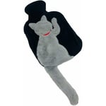 Bouillotte avec housse en peluche en forme de chat - Bouillotte en caoutchouc - Chauffe-mains - Poche d'eau chaude pour le cou, les épaules, les